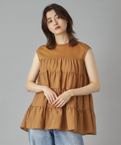 DRESSTERIOR（ドレステリア）の「◆【接触冷感/イージーケア】ティアードコンビカットソー（Tシャツ/カットソー・レディース・オフホワイト/ネイビー/キャメル・34/36/38）」の13枚目の写真