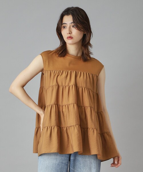 DRESSTERIOR（ドレステリア）の「◆【接触冷感/イージーケア】ティアードコンビカットソー（Tシャツ/カットソー・レディース・オフホワイト/ネイビー/キャメル・34/36/38）」の14枚目の写真