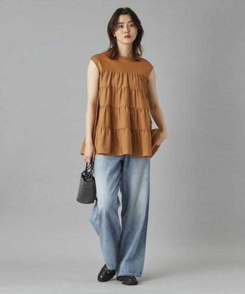 DRESSTERIOR（ドレステリア）の「◆【接触冷感/イージーケア】ティアードコンビカットソー（Tシャツ/カットソー・レディース・オフホワイト/ネイビー/キャメル・34/36/38）」の15枚目の写真