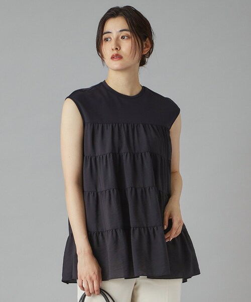 DRESSTERIOR（ドレステリア）の「◆【接触冷感/イージーケア】ティアードコンビカットソー（Tシャツ/カットソー・レディース・オフホワイト/ネイビー/キャメル・34/36/38）」の17枚目の写真