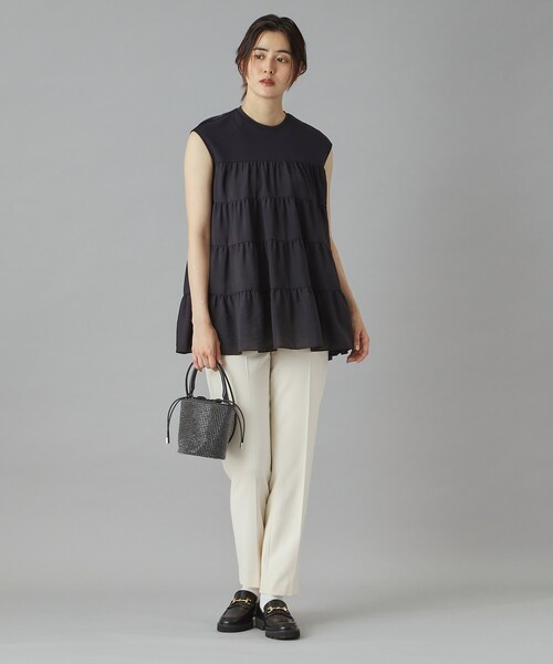 DRESSTERIOR（ドレステリア）の「◆【接触冷感/イージーケア】ティアードコンビカットソー（Tシャツ/カットソー・レディース・オフホワイト/ネイビー/キャメル・34/36/38）」の19枚目の写真
