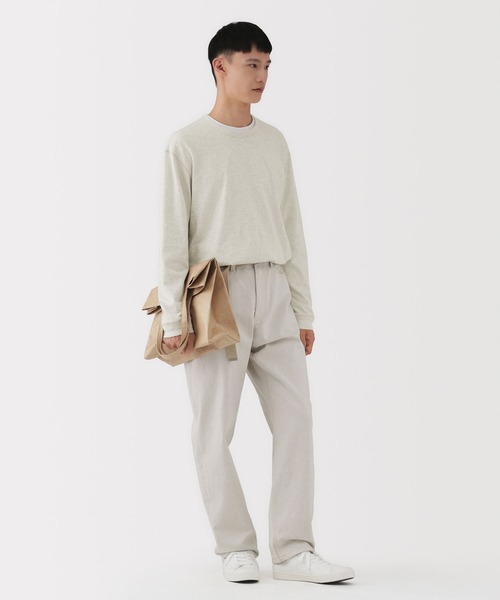 MUJI Labo（ムジラボ）の「〔MUJI Labo〕紳士　昔ながらの製法で編み立てた天竺クルーネック長袖Ｔシャツ（Tシャツ/カットソー・メンズ・ブラック/オートミール・M/L/XL）」の8枚目の写真