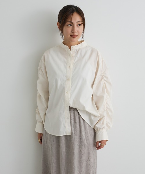 CRAFT STANDARD BOUTIQUE(クラフトスタンダードブティック)の「袖シャーリングバンドカラーシャツ◇(シャツ/ブラウス・レディース・オフホワイト/ベージュ系その他2/グレー系その他2/ブラウン系その他4/ブルー系その他4/チャコールグレー・FREE)」の19枚目の写真