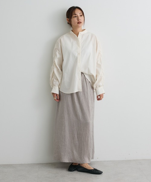 CRAFT STANDARD BOUTIQUE(クラフトスタンダードブティック)の「袖シャーリングバンドカラーシャツ◇(シャツ/ブラウス・レディース・オフホワイト/ベージュ系その他2/グレー系その他2/ブラウン系その他4/ブルー系その他4/チャコールグレー・FREE)」の22枚目の写真