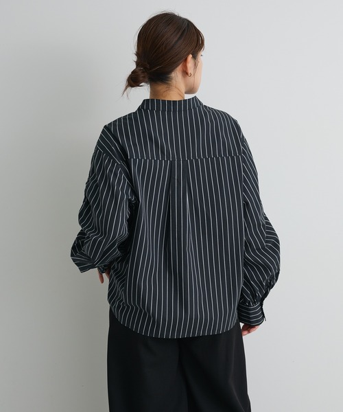 CRAFT STANDARD BOUTIQUE(クラフトスタンダードブティック)の「袖シャーリングバンドカラーシャツ◇(シャツ/ブラウス・レディース・オフホワイト/ベージュ系その他2/グレー系その他2/ブラウン系その他4/ブルー系その他4/チャコールグレー・FREE)」の8枚目の写真