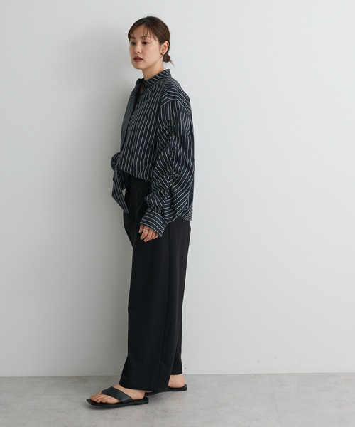 CRAFT STANDARD BOUTIQUE(クラフトスタンダードブティック)の「袖シャーリングバンドカラーシャツ◇(シャツ/ブラウス・レディース・オフホワイト/ベージュ系その他2/グレー系その他2/ブラウン系その他4/ブルー系その他4/チャコールグレー・FREE)」の11枚目の写真