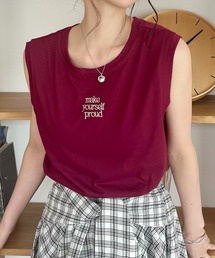 前後2WAY ロゴ刺繍ノースリーブTシャツ