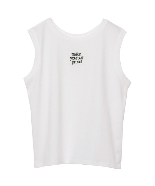 Rejoule(リジュール)の「前後2WAY ロゴ刺繍ノースリーブTシャツ(Tシャツ/カットソー・レディース・ブラック/ボルドー/オフホワイト・FREE)」の14枚目の写真