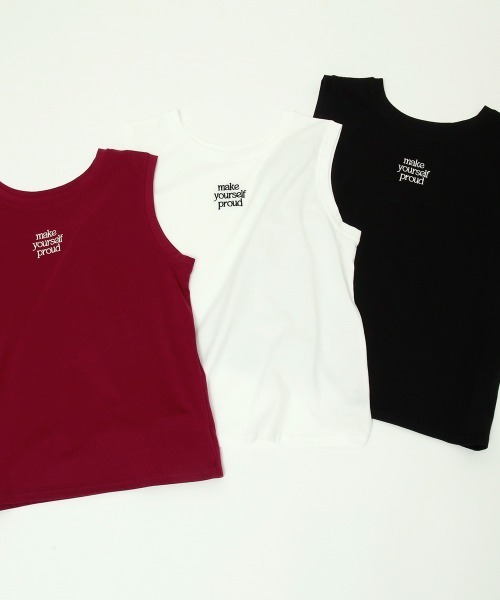 Rejoule(リジュール)の「前後2WAY ロゴ刺繍ノースリーブTシャツ(Tシャツ/カットソー・レディース・ブラック/ボルドー/オフホワイト・FREE)」の17枚目の写真