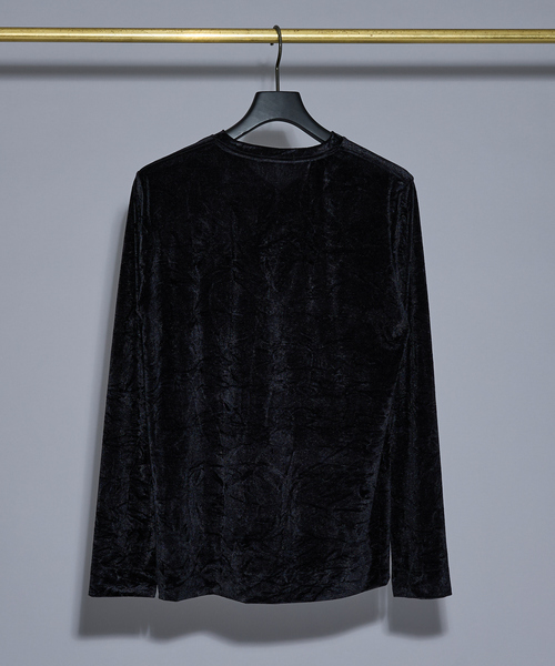 5351 POUR LES HOMMES(ゴーサンゴーイチプールオム)の「クラッシュベロア Vネック 長袖Tシャツ(Tシャツ/カットソー・メンズ・グレー/ブラック・50/48/46/44)」の7枚目の写真