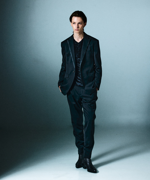 5351 POUR LES HOMMES(ゴーサンゴーイチプールオム)の「クラッシュベロア Vネック 長袖Tシャツ(Tシャツ/カットソー・メンズ・グレー/ブラック・50/48/46/44)」の13枚目の写真