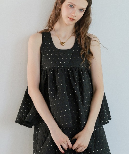 DONOBAN(ドノバン)の「ドットキルティングフレアトップス(Tシャツ/カットソー・レディース・ブラック・ONE)」の12枚目の写真