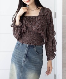 大人カジュアル！  ブラウス aquagarage ブラウス シャツ トップス シフォンブラウス 七分袖