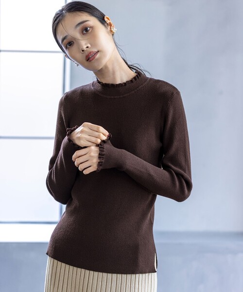 CICA加工 フリルネック プルオーバー（ニット/セーター）｜ANY SIS