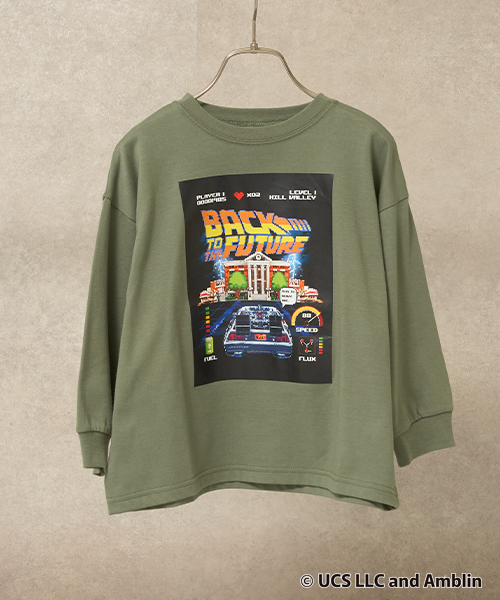 b・ROOM（ビールーム）の「【BACK TO THE FUTURE 40TH】【MNCM】【カイテキ天竺】ビッグシルエットアソートプリントTシャツ（Tシャツ/カットソー・キッズ・カーキ/ライトベージュ/ブラック・150cm/120cm/130cm/110cm/140cm）」の5枚目の写真