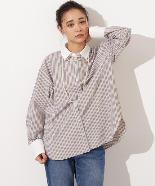 N.（N. Natural Beauty Basic）（エヌエヌナチュラルビューティーベーシック）の「クレリックシャツ（シャツ/ブラウス・レディース・ブラウン/ブルー/パープル・MEDIUM）」の14枚目の写真