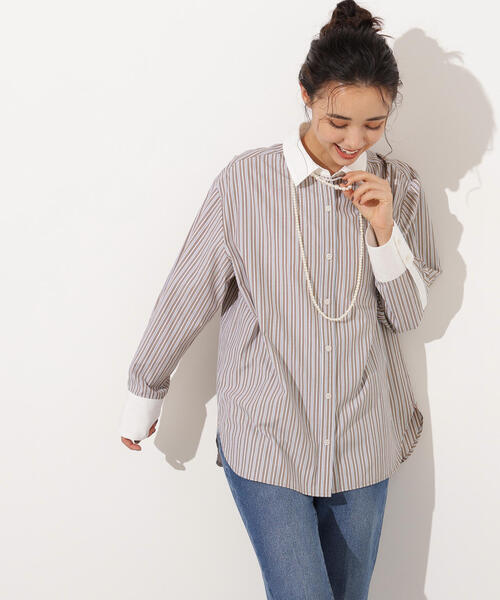 N.（N. Natural Beauty Basic）（エヌエヌナチュラルビューティーベーシック）の「クレリックシャツ（シャツ/ブラウス・レディース・ブラウン/ブルー/パープル・MEDIUM）」の15枚目の写真