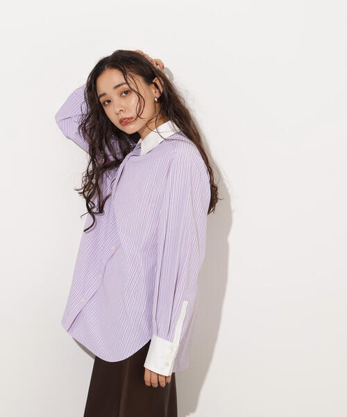 N.（N. Natural Beauty Basic）（エヌエヌナチュラルビューティーベーシック）の「クレリックシャツ（シャツ/ブラウス・レディース・ブラウン/ブルー/パープル・MEDIUM）」の21枚目の写真