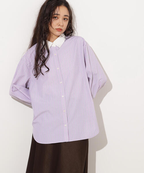 N.（N. Natural Beauty Basic）（エヌエヌナチュラルビューティーベーシック）の「クレリックシャツ（シャツ/ブラウス・レディース・ブラウン/ブルー/パープル・MEDIUM）」の3枚目の写真