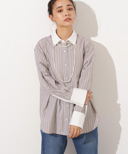 N.（N. Natural Beauty Basic）（エヌエヌナチュラルビューティーベーシック）の「クレリックシャツ（シャツ/ブラウス・レディース・ブラウン/ブルー/パープル・MEDIUM）」の2枚目の写真