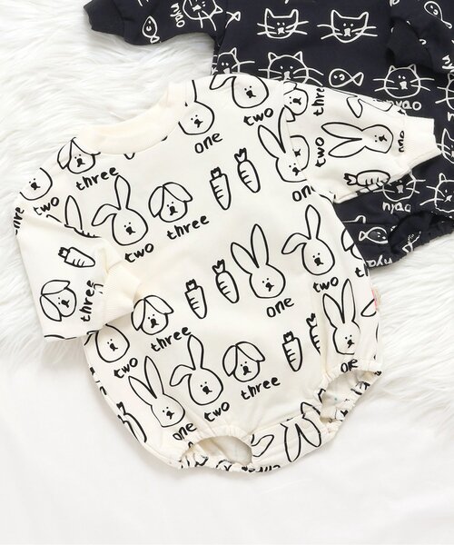 FUN!FAN!ANIMAL 総柄ボディオール（ロンパース）｜BREEZE（ブリーズ