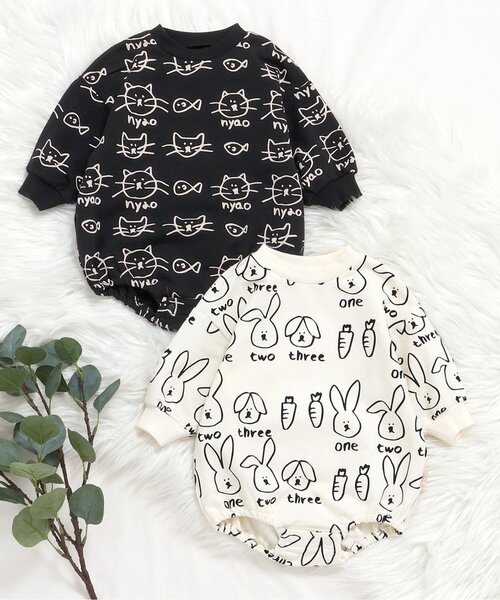 BREEZE（ブリーズ）の「FUN!FAN!ANIMAL　総柄ボディオール（ロンパース・キッズ・オフホワイト/ブラック・80/70）」の15枚目の写真