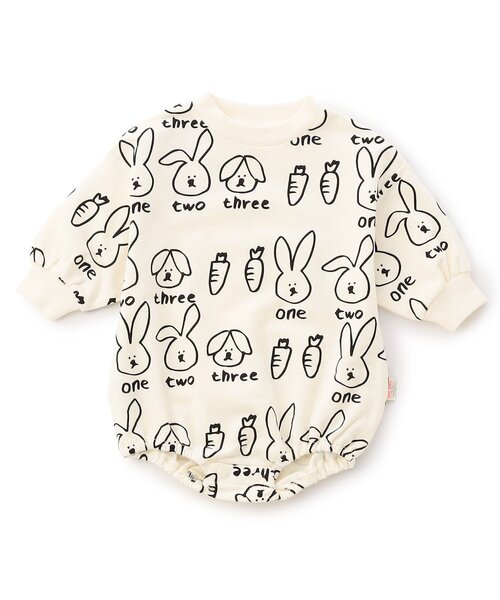 BREEZE（ブリーズ）の「FUN!FAN!ANIMAL　総柄ボディオール（ロンパース・キッズ・オフホワイト/ブラック・80/70）」の10枚目の写真