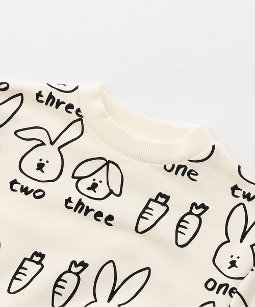 BREEZE（ブリーズ）の「FUN!FAN!ANIMAL　総柄ボディオール（ロンパース・キッズ・オフホワイト/ブラック・80/70）」の7枚目の写真