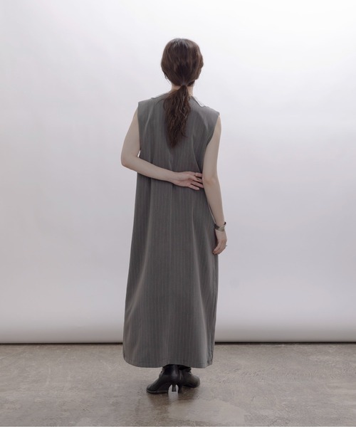 Eimee Law（エイミーロウ）の「レースカラーZIPストライプジャンスカ（ワンピース・レディース・ダークグレー/ブラック・FREE）」の4枚目の写真