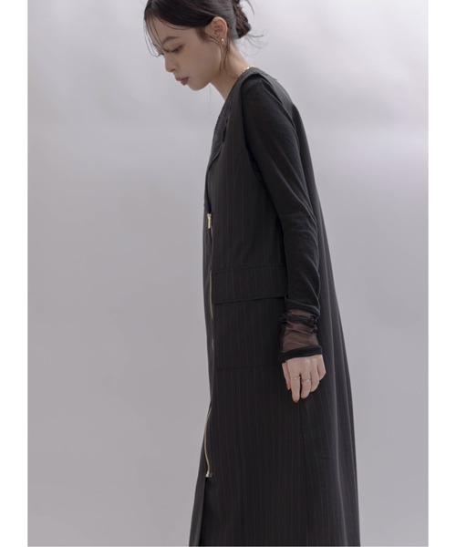 Eimee Law（エイミーロウ）の「レースカラーZIPストライプジャンスカ（ワンピース・レディース・ダークグレー/ブラック・FREE）」の14枚目の写真