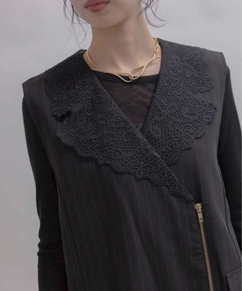 Eimee Law（エイミーロウ）の「レースカラーZIPストライプジャンスカ（ワンピース・レディース・ダークグレー/ブラック・FREE）」の21枚目の写真