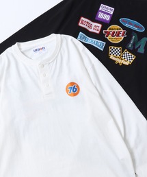 76（セブンティシックス）の「76Lubricants/ナナロクルブリカンツ オーバーサイズ ワッペン刺繍 ヘンリーネック ロンT 長袖Tシャツ（Tシャツ/カットソー）」