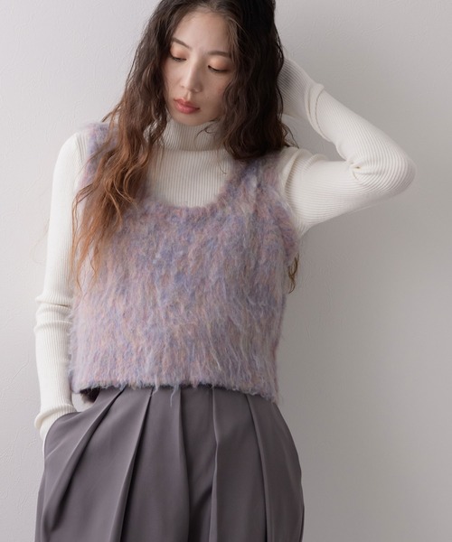 rectangle（レクタングル）の「ミックスシャギーベスト（ベスト・レディース・オレンジ/ブルー/アイボリー・FREE）」の3枚目の写真