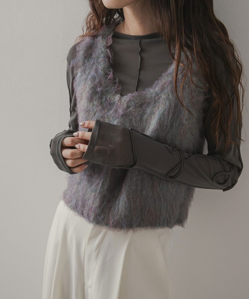 rectangle（レクタングル）の「ミックスシャギーベスト（ベスト・レディース・オレンジ/ブルー/アイボリー・FREE）」の9枚目の写真