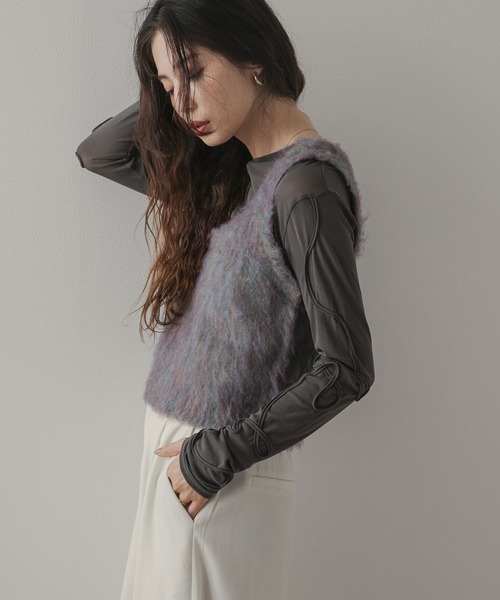 rectangle（レクタングル）の「ミックスシャギーベスト（ベスト・レディース・オレンジ/ブルー/アイボリー・FREE）」の10枚目の写真