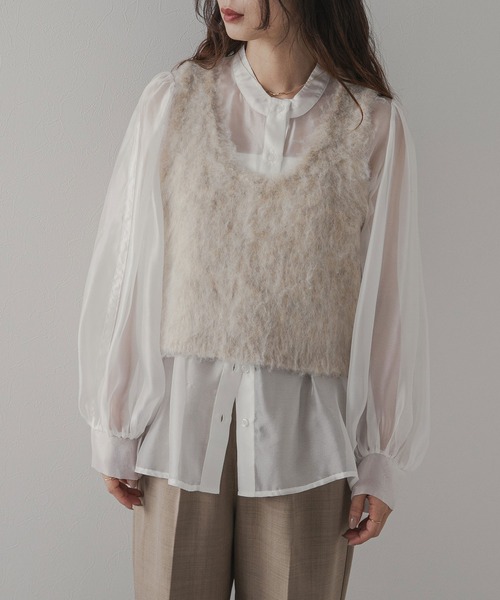 rectangle（レクタングル）の「ミックスシャギーベスト（ベスト・レディース・オレンジ/ブルー/アイボリー・FREE）」の14枚目の写真