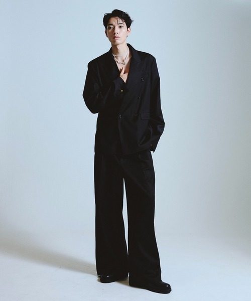 Camphor wood（カンファーウッド）の「1tuck wide baggy slacks / 1タックワイドバギースラックス(セットアップ着用可能)（スラックス・メンズ・グレー/ブラック・SMALL/MEDIUM/LARGE）」の11枚目の写真