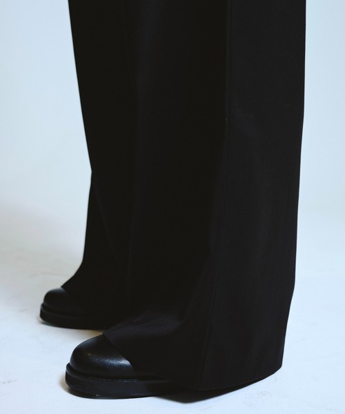 Camphor wood（カンファーウッド）の「1tuck wide baggy slacks / 1タックワイドバギースラックス(セットアップ着用可能)（スラックス・メンズ・グレー/ブラック・SMALL/MEDIUM/LARGE）」の18枚目の写真