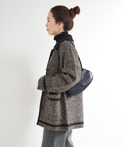 手洗い可 / ツイード調パイルニットジャケット（カーディガン/ボレロ