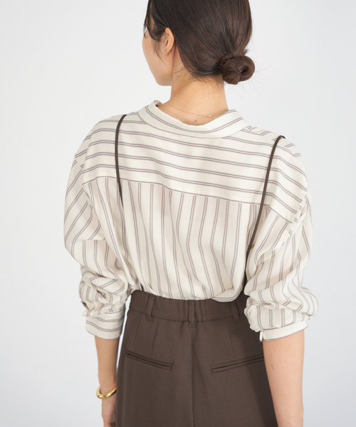 IENA（イエナ）の「リヨセルストライプレギュラーシャツ（シャツ/ブラウス・レディース・ブルー/アイボリー・FREE）」の9枚目の写真