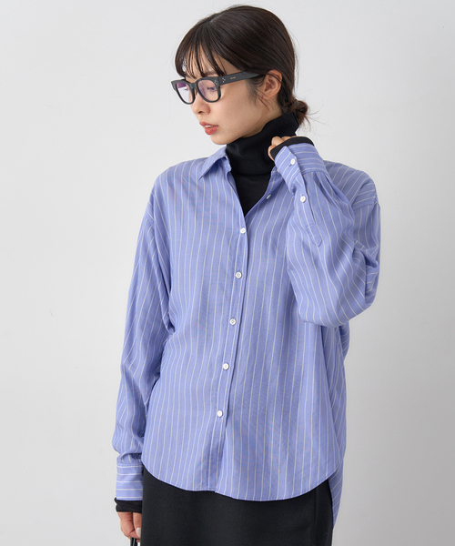 IENA（イエナ）の「リヨセルストライプレギュラーシャツ（シャツ/ブラウス・レディース・ブルー/アイボリー・FREE）」の13枚目の写真