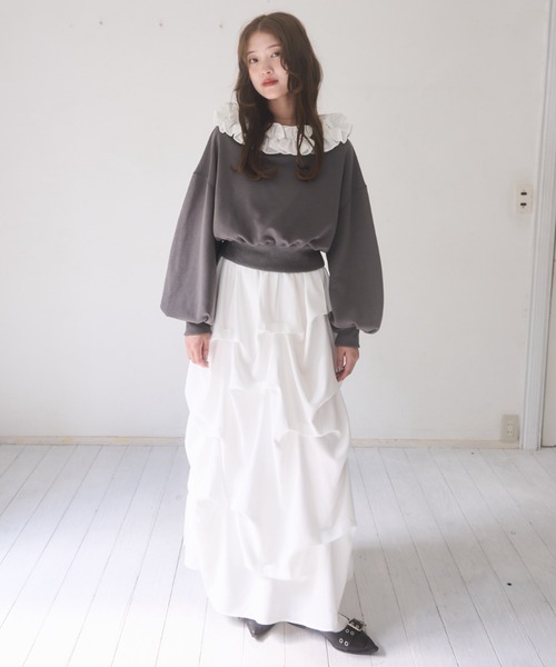 オフショルフリルスウェット（スウェット）｜mellowneon（メロウネオン