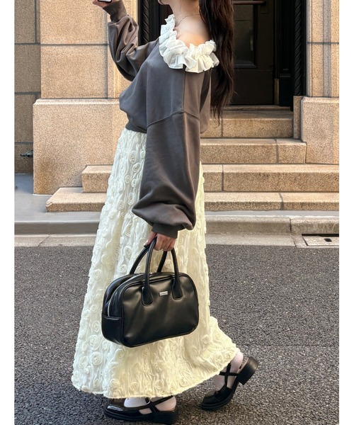 オフショルフリルスウェット（スウェット）｜mellowneon（メロウネオン