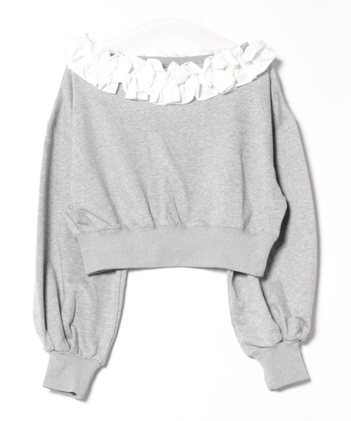 オフショルフリルスウェット（スウェット）｜mellowneon（メロウネオン