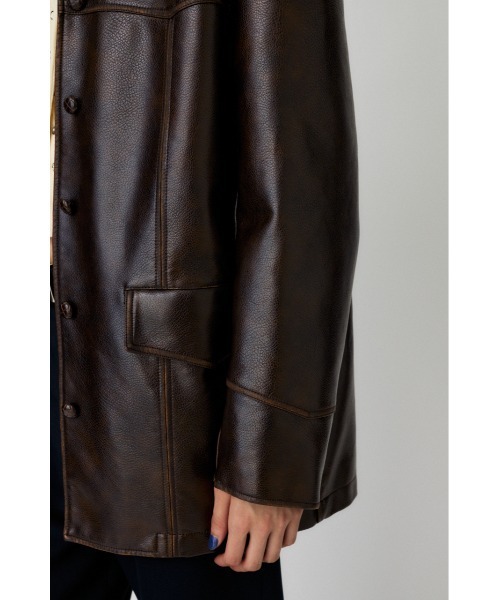 MOUSSY(マウジー)の「F/LEATHER 70s HALF コート(その他アウター・レディース・ブラウン・FREE)」の14枚目の写真