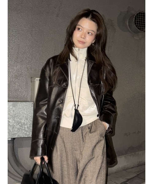 MOUSSY(マウジー)の「F/LEATHER 70s HALF コート(その他アウター・レディース・ブラウン・FREE)」の17枚目の写真
