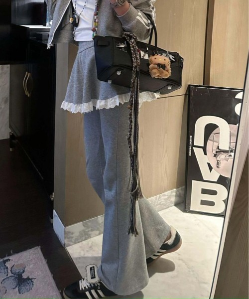 shyam inspiration(シャムインスピレーション)の「スカート レイヤー レースデザイン フレアスウェットパンツ(スウェットパンツ・レディース・グレー/ブラック・M/L)」の19枚目の写真