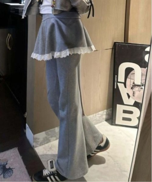 shyam inspiration(シャムインスピレーション)の「スカート レイヤー レースデザイン フレアスウェットパンツ(スウェットパンツ・レディース・グレー/ブラック・M/L)」の22枚目の写真