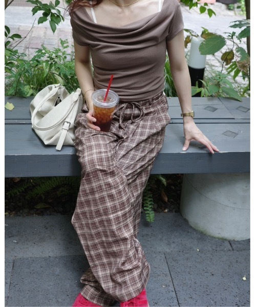 JUMELLE（ジュメロ）の「イージーチェックパンツ（スラックス・レディース・ネイビー/ブラウン・SMALL/MEDIUM）」の18枚目の写真