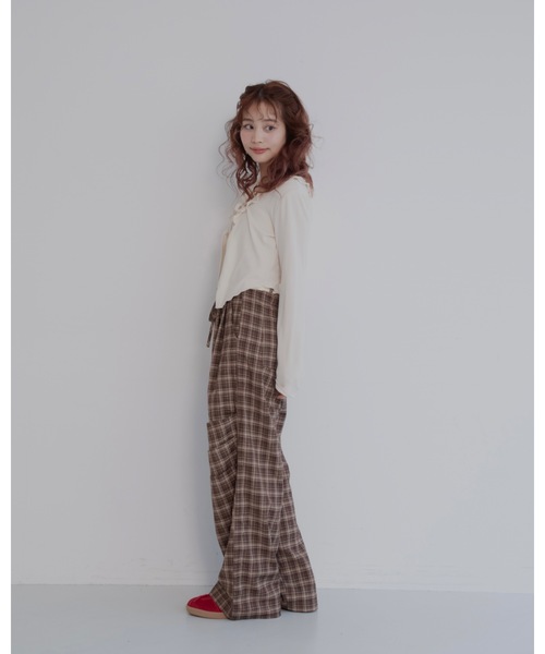 JUMELLE（ジュメロ）の「イージーチェックパンツ（スラックス・レディース・ネイビー/ブラウン・SMALL/MEDIUM）」の20枚目の写真